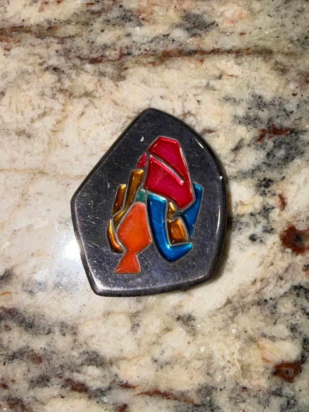 Vintage Mid-Century Modern Enamel Brooch Pendant